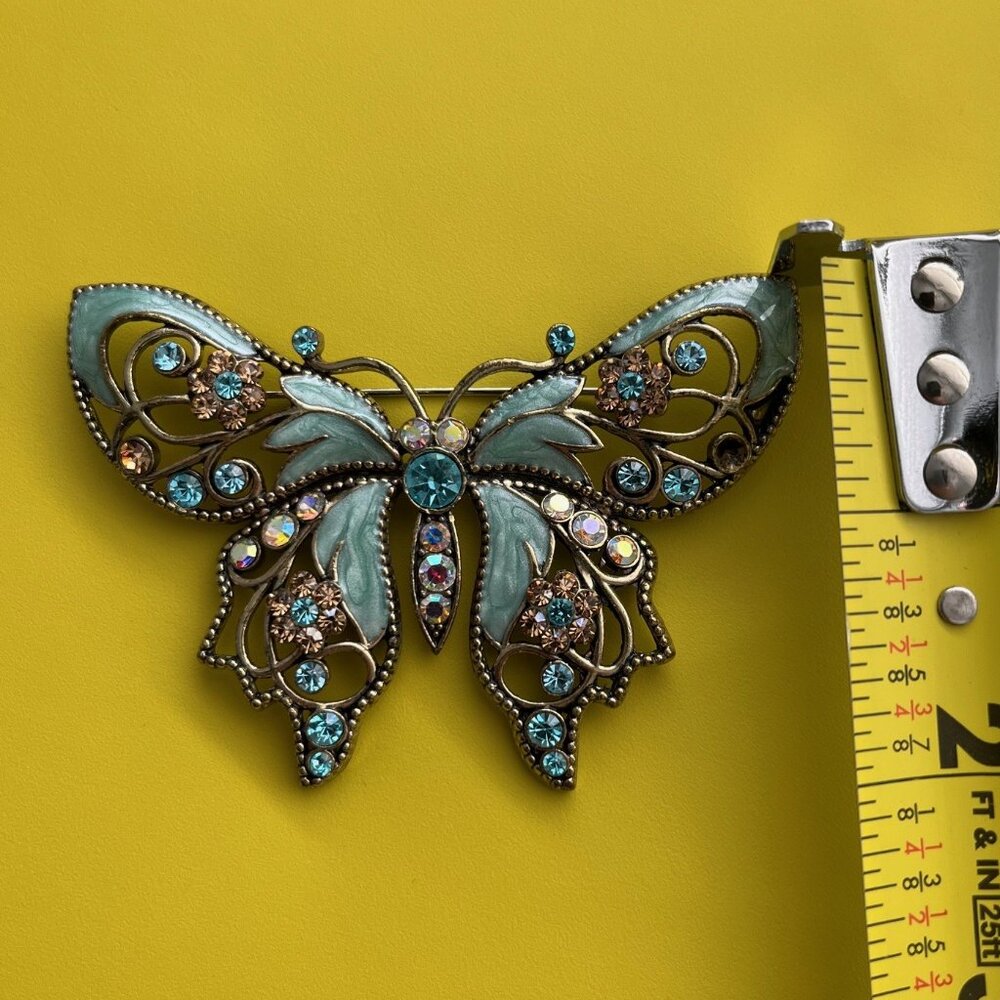 Bundle - Avon Rhinestone Butterfly Brooch, Aquamarine and Multicolor, 3x2 inches - Picture 7 of 9